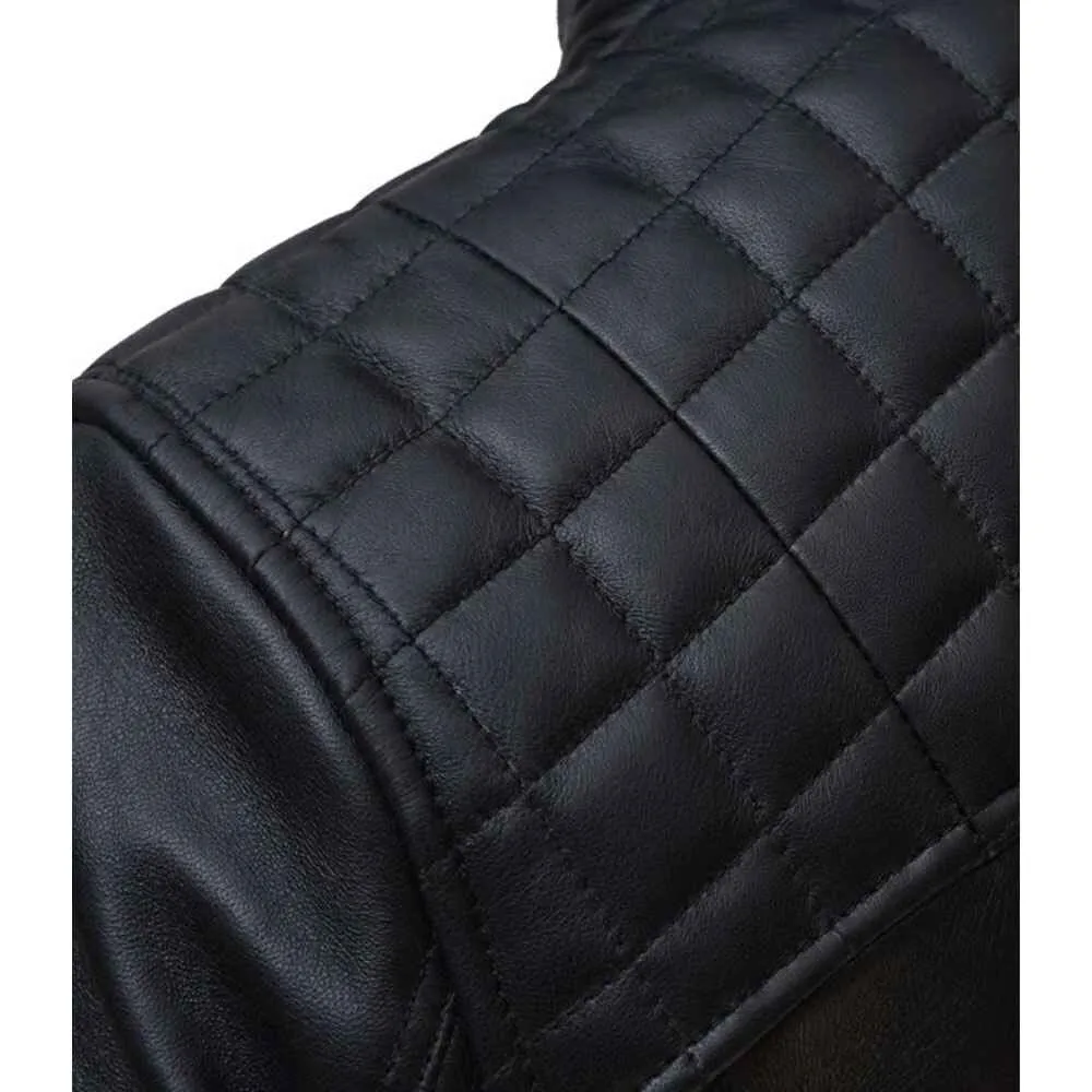 Mens Black Lambskin Leather Motorcycle Jacket by Jacket Field
