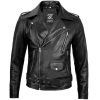 Mens Black Real Lambskin Leather Motorcycle Jacket by Jacket Field