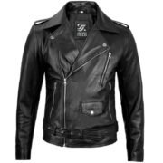 Mens Black Real Lambskin Leather Motorcycle Jacket by Jacket Field