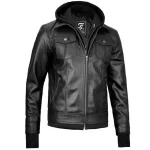 Black Leather Bomber Jacket