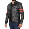 Mens Black Real Lambskin Leather Motorcycle Jacket by Jacket Field