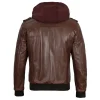 Brown Leather Bomber Jacket