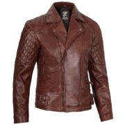Mens Dark Brown Lambskin Leather Motorcycle Jacket by Jacket Field