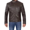 Mens Black Lambskin Leather Motorcycle Jacket by Jacket Field