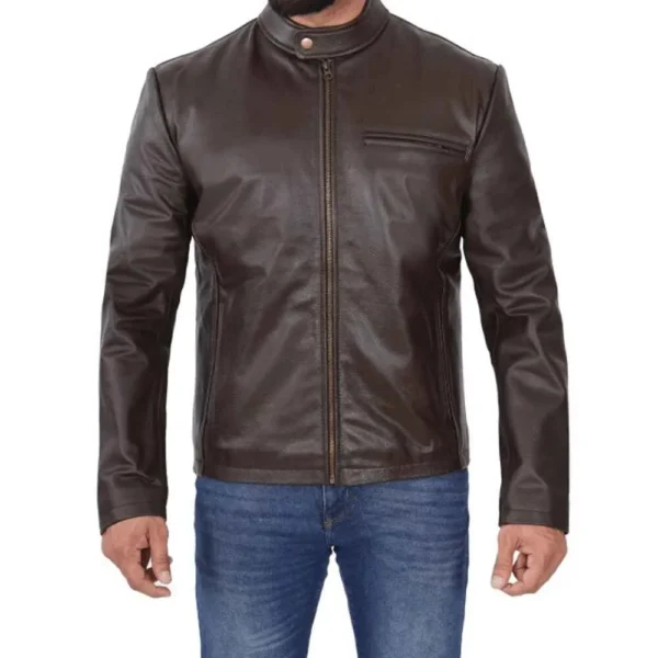 Mens Black Lambskin Leather Motorcycle Jacket by Jacket Field