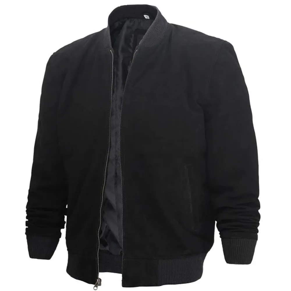 Suede Leather Bomber Jacket