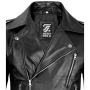 Mens Black Real Lambskin Leather Motorcycle Jacket by Jacket Field
