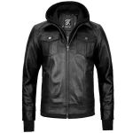 Black Leather Bomber Jacket