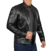 Mens Classic Black Lambskin Leather Motorcycle Jacket by Jacket Field
