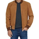 Suede Leather Bomber Jacket