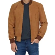Suede Leather Bomber Jacket