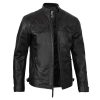 Mens Black Lambskin Cafe Racer Leather Motorcycle Jacket By Jacket Field