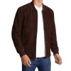 Give yourself a New Look with a Dark Brown Suede Leather Bomber Jacket For Men