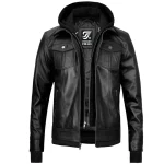 Black Leather Bomber Jacket