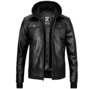 Black Leather Bomber Jacket