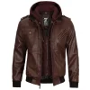 Brown Leather Bomber Jacket