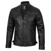 Mens Black Lambskin Cafe Racer Leather Motorcycle Jacket By Jacket Field
