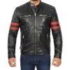 Mens Black Real Lambskin Leather Motorcycle Jacket by Jacket Field
