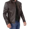 Mens Black Lambskin Leather Motorcycle Jacket by Jacket Field