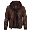 Brown Leather Bomber Jacket