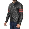 Mens Black Real Lambskin Leather Motorcycle Jacket by Jacket Field