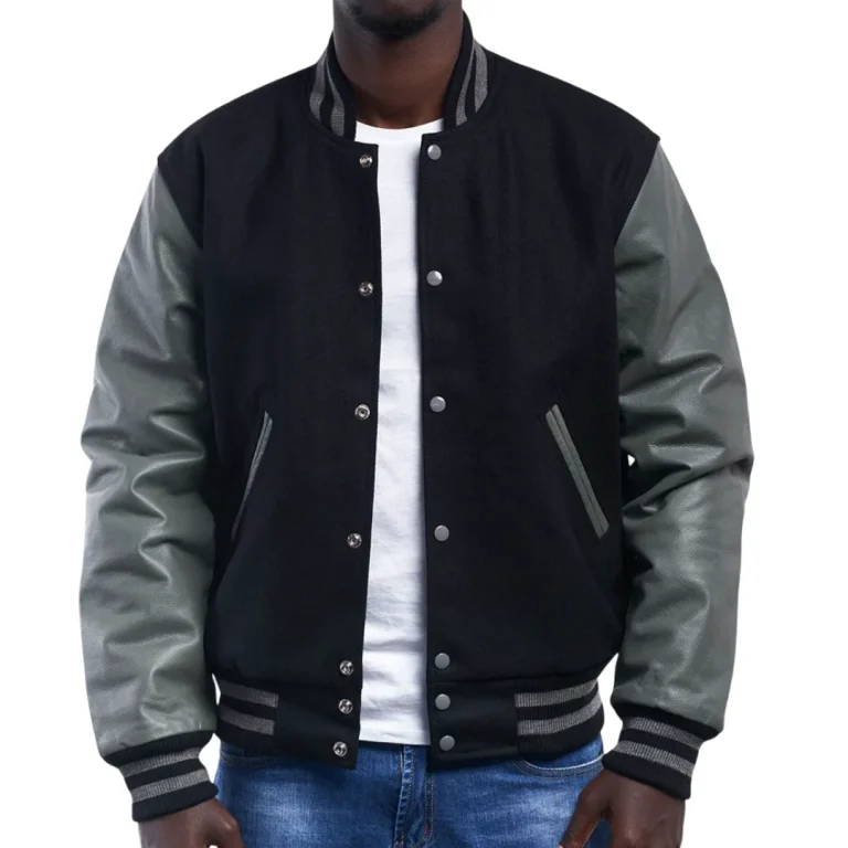 Men’s Black Varsity Letterman Jacket By Jacket Field
