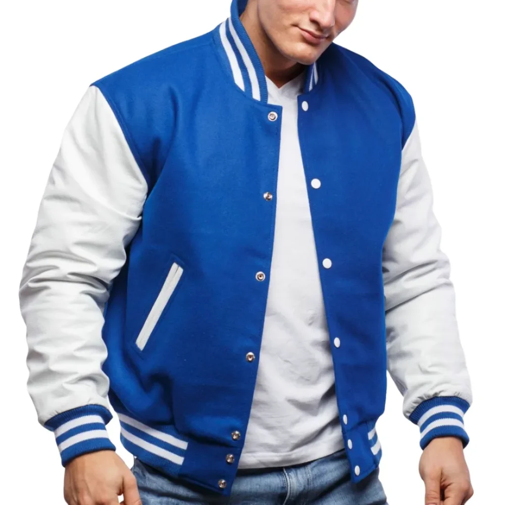 Men’s Blue Varsity Letterman Jacket By Jacket Field
