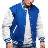 Men’s Blue Varsity Letterman Jacket By Jacket Field