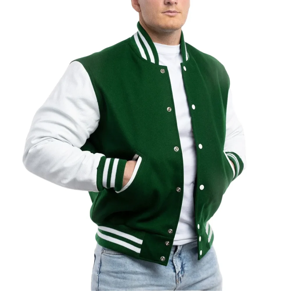 Men’s Green Varsity Letterman Jacket By Jacket Field