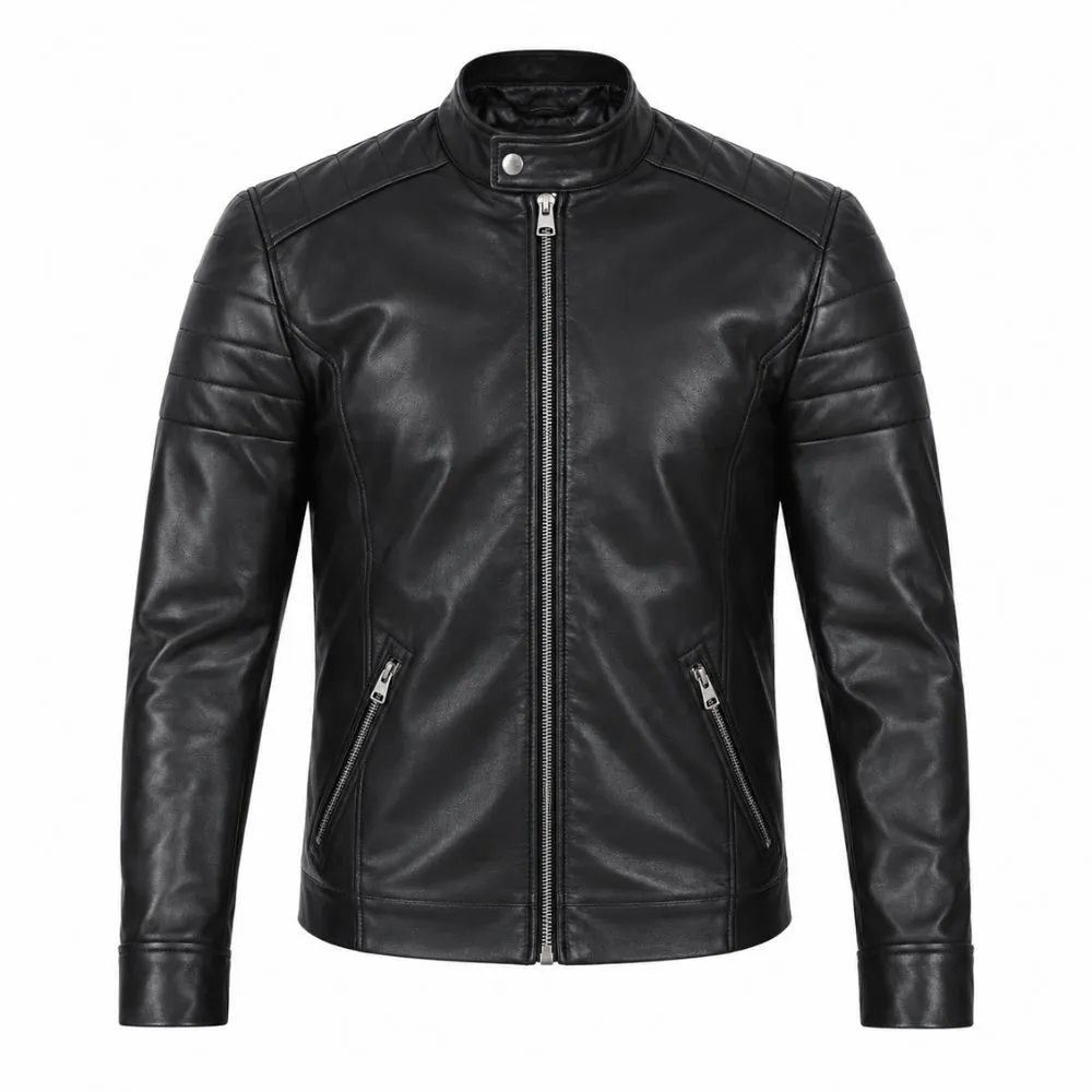 Men’s Black Real Leather Motorcycle Jacket By Jacket Field