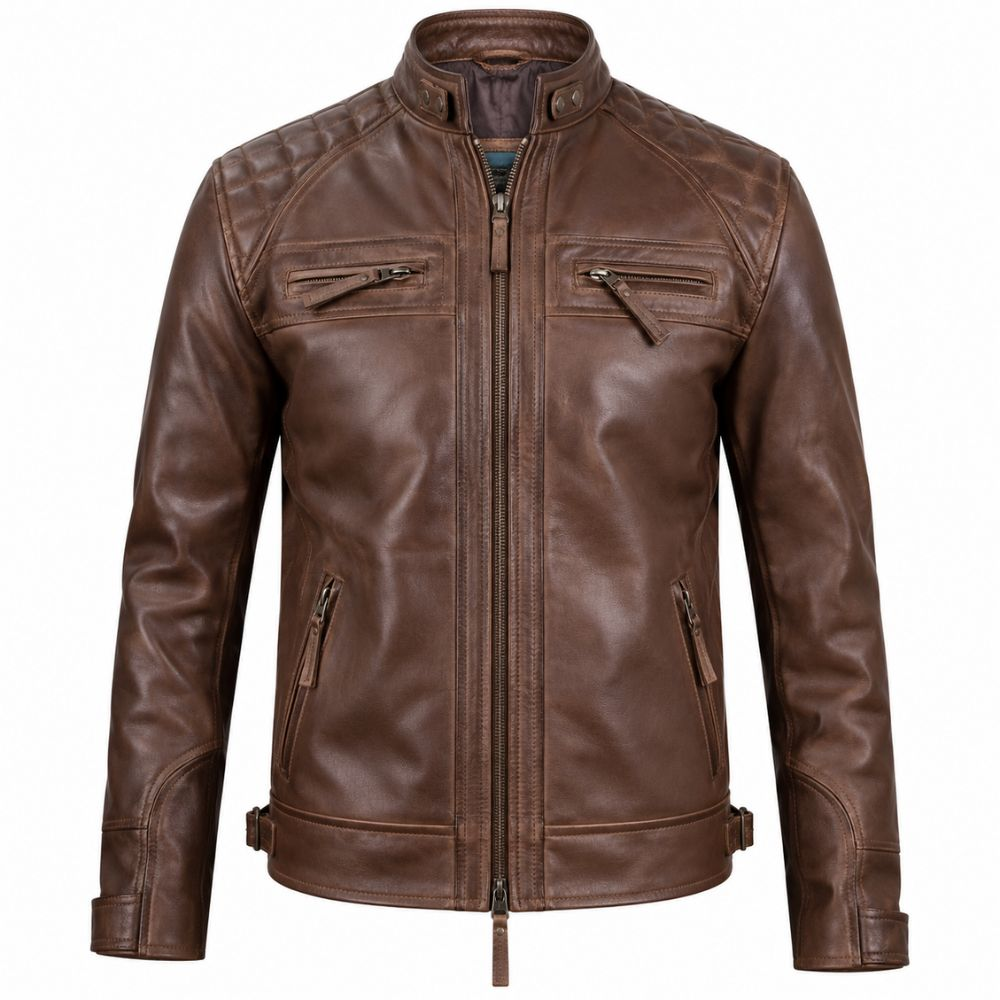 Men’s Chocolate Brown Leather Motorcycle Jacket By Jacket Field