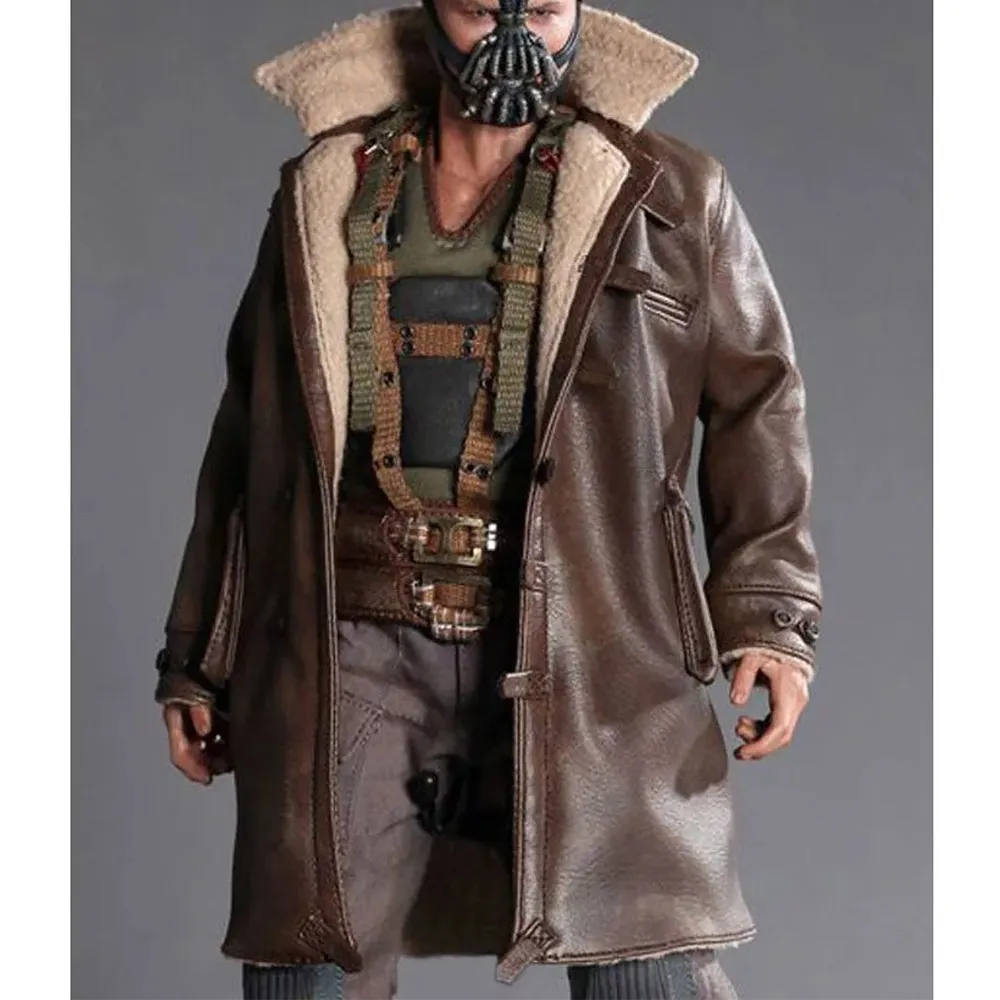 Bane Mens Brown Celebrity Leather Coat by Jacket Field