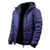 Mens Blue Water-Resistant Puffer Jacket with Hood by Jacket Field