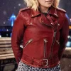 Emilia Clarke Women Red Lambskin Celebrity Leather Jackets by Jacket Field