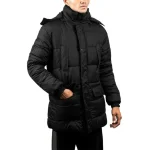 Melvin Mens Black Puffer Jacket with Faux Fur Hood by Jacket Field
