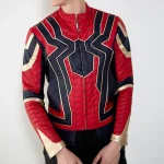 Mens Black & Red Spider-Man Celebrity Leather Jacket by Jacket Field