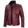 Maroon Leather Motorcycle Jacket