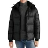 Mens Black Hooded Puffer Jacket by Jacket Field