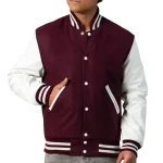 Men’s Maroon Varsity Letterman Jacket By Jacket Field