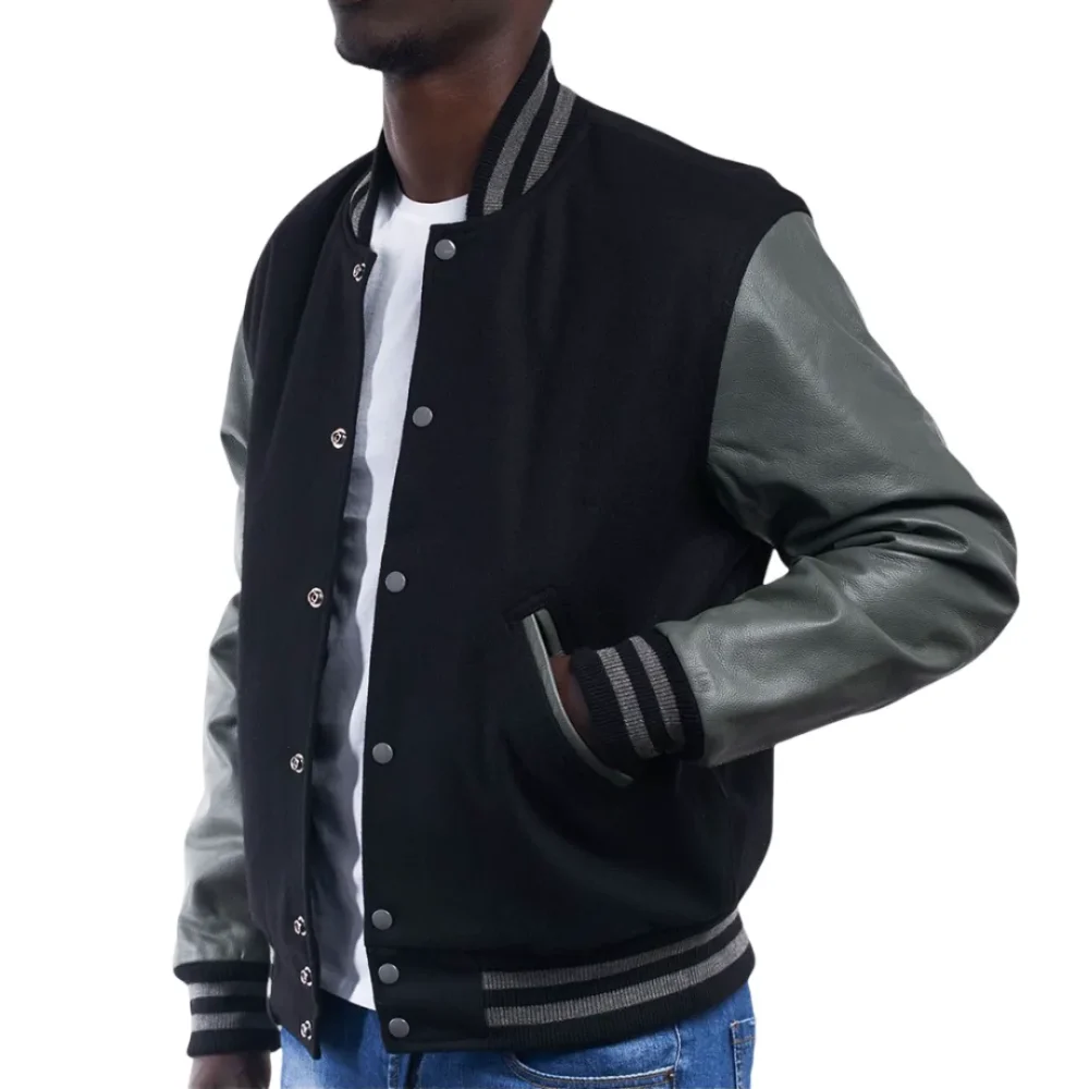 Men’s Black Varsity Letterman Jacket By Jacket Field