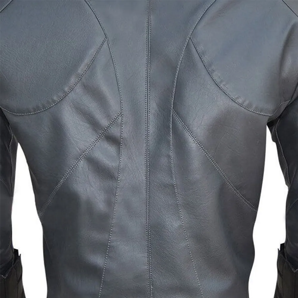 Batman Arkham Knight Mens Grey Celebrity Leather Jackets by Jacket Field