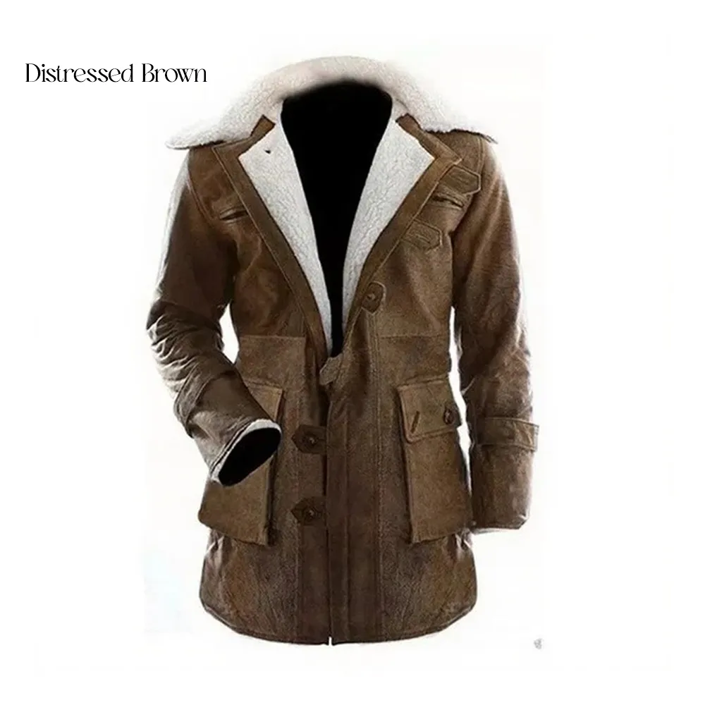 Bane Mens Brown Celebrity Leather Coat by Jacket Field