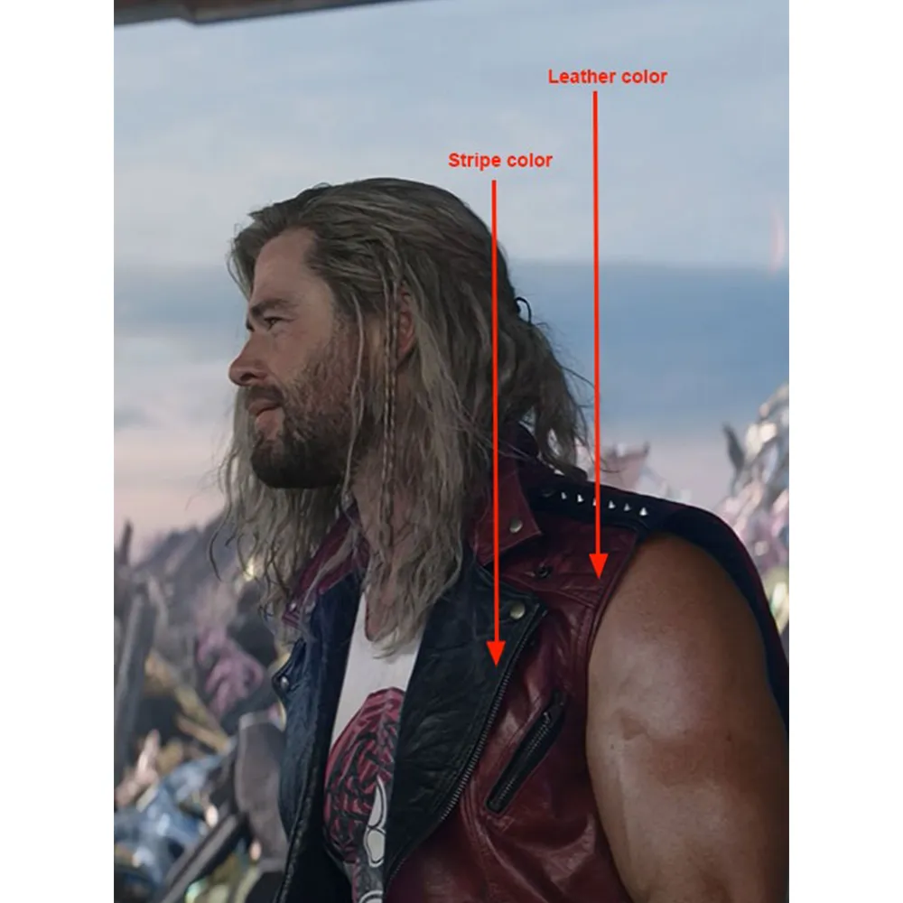 Chris Hemsworth Mens Red Celebrity Leather Vest by Jacket Field