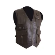 Chris Pratt Mens Brown Celebrity Leather Vest by Jacket Field
