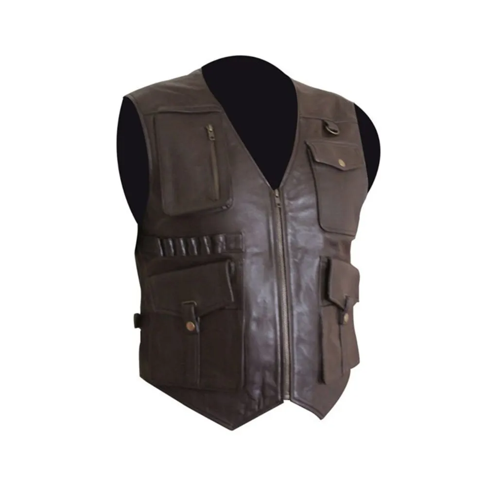 Chris Pratt Mens Brown Celebrity Leather Vest by Jacket Field