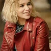 Emilia Clarke Women Red Lambskin Celebrity Leather Jackets by Jacket Field