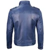 Blue Leather Motorcycle Jacket