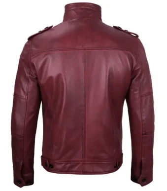 Maroon Leather Motorcycle Jacket