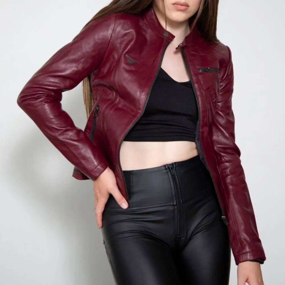 Claire Redfield Womens Red Celebrity Leather Jackets by Jacket Field