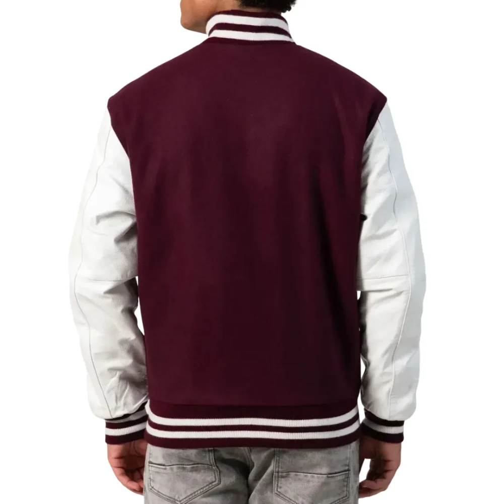 Men’s Maroon Varsity Letterman Jacket By Jacket Field